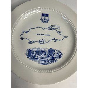 Bristol Ironstone New Providence Nassau Bahamas Souvenir Plate  10.5 White, Blue